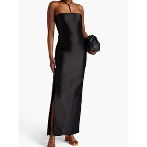 Regina Pyo Lou Ramie-blend Satin-twill black gown